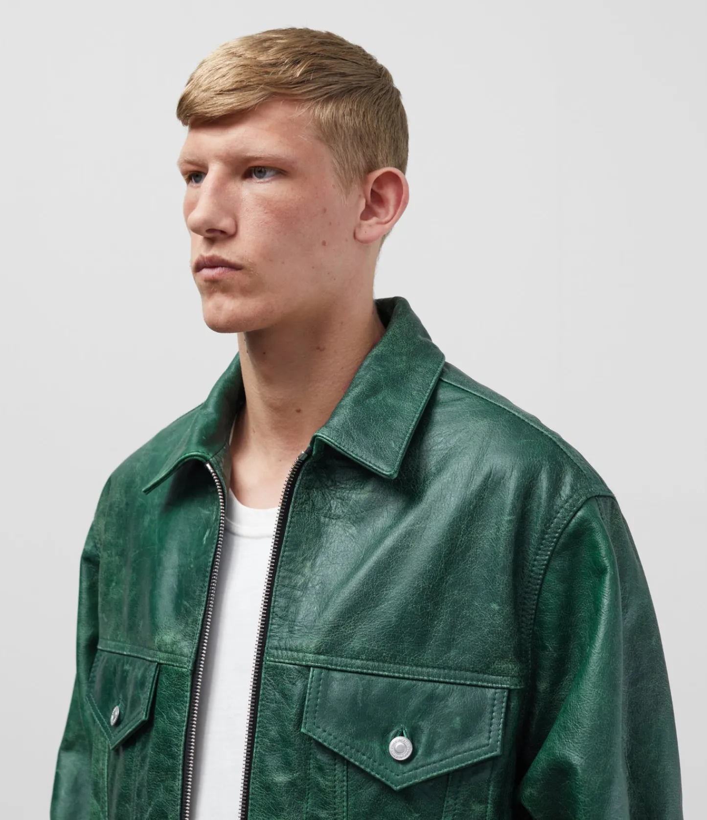 Cole Buxton CB CRACKED LEATHER TRUCKER| Outerwear|Leather
