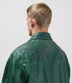 Cole Buxton CB CRACKED LEATHER TRUCKER| Outerwear|Leather