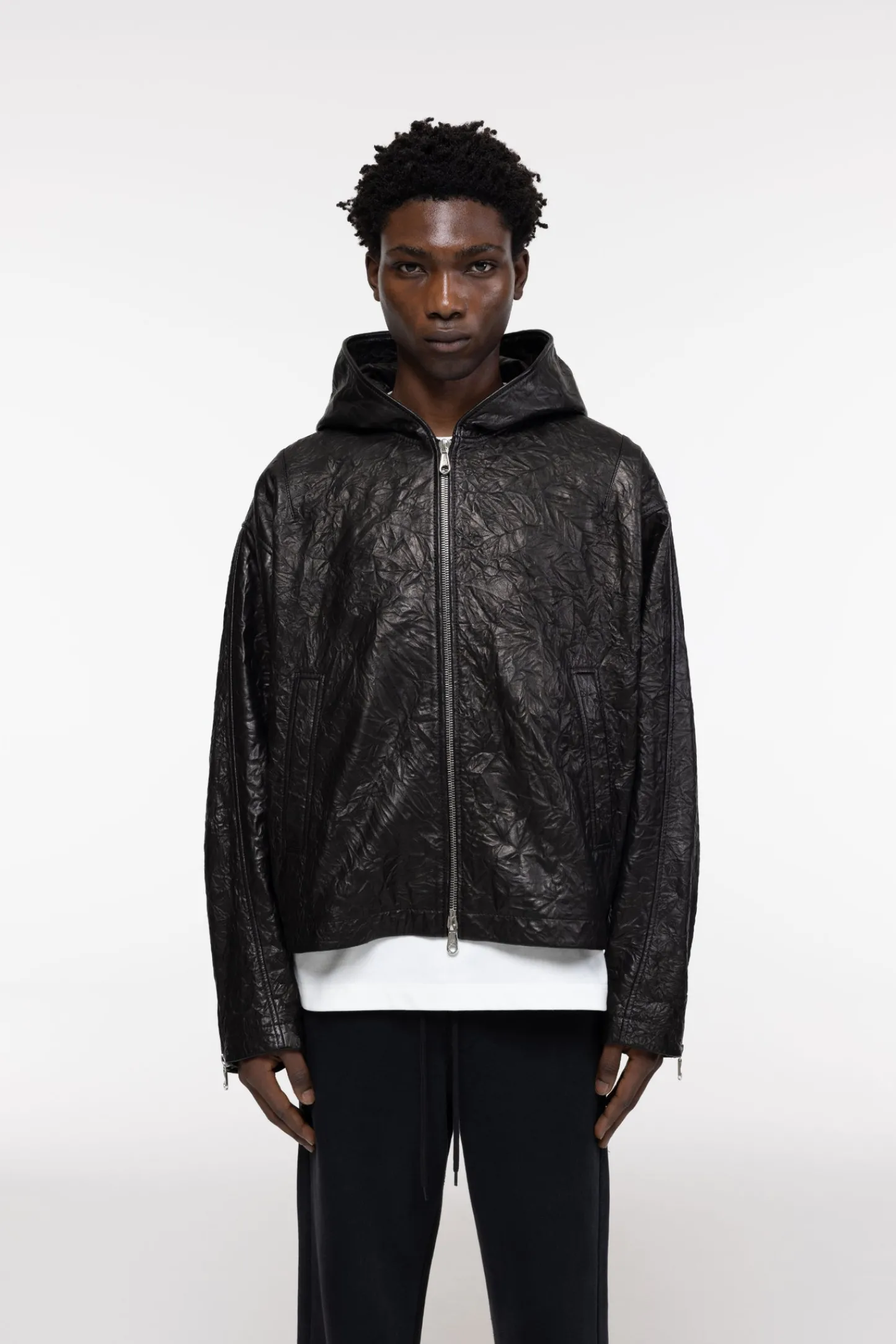 Cole Buxton CRUNCH ZIPPED LEATHER JACKET| Outerwear|Leather
