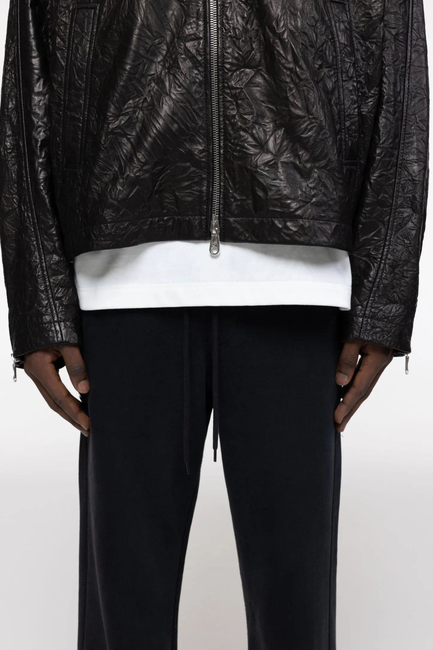 Cole Buxton CRUNCH ZIPPED LEATHER JACKET| Outerwear|Leather