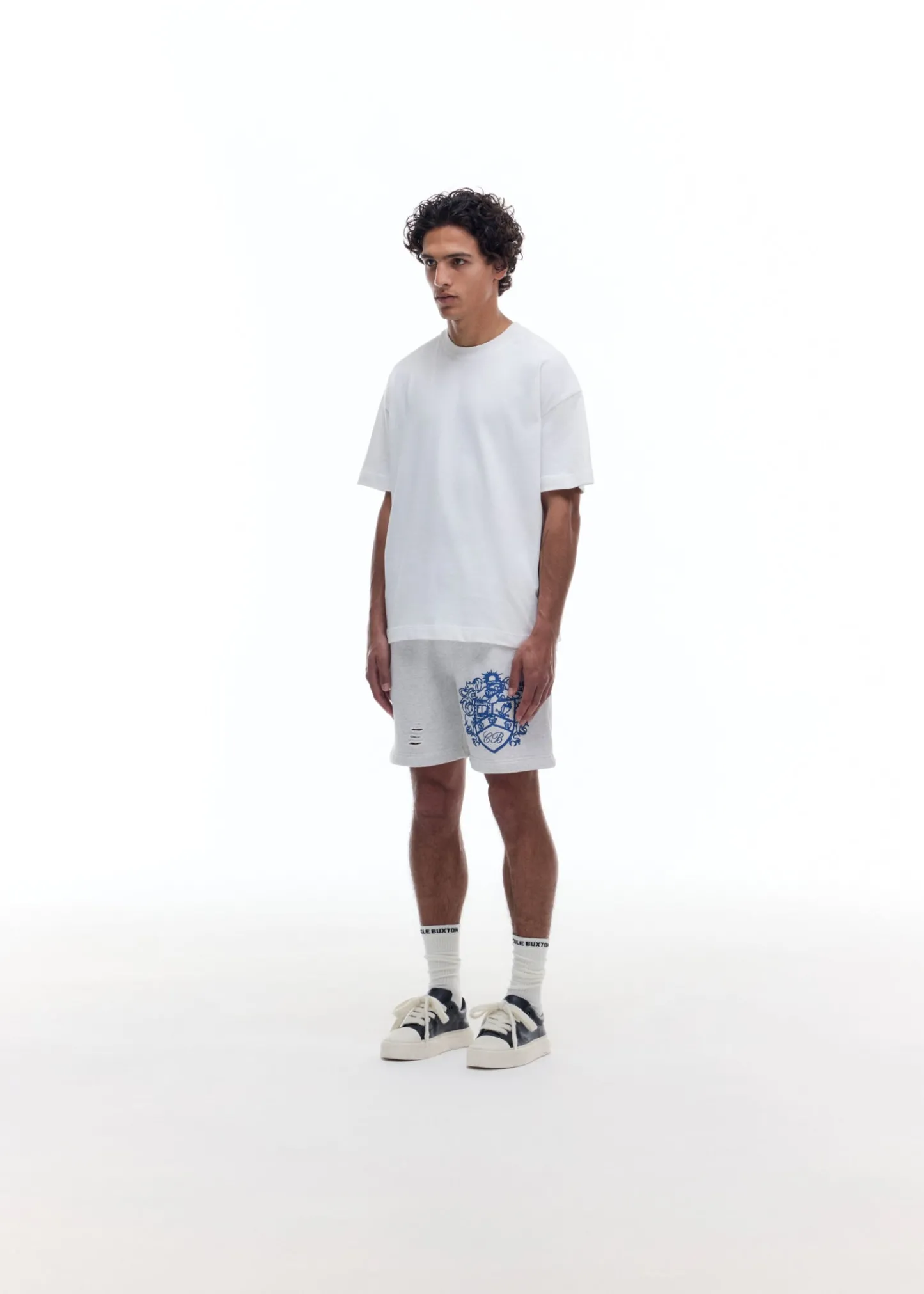 Cole Buxton DISTRESSED COLLEGIATE CREST SHORTS| Shorts