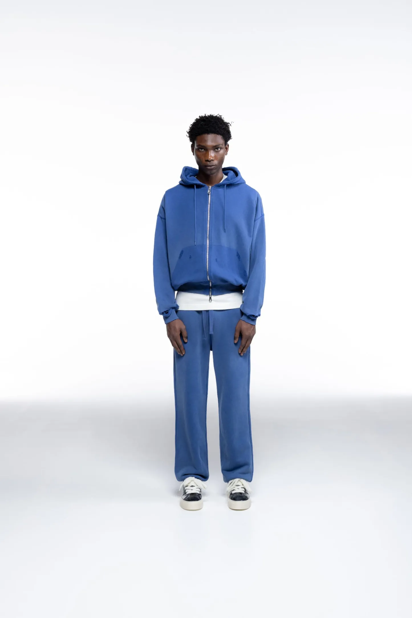 Cole Buxton DISTRESSED ZIPPED HOODIE| Hoodies
