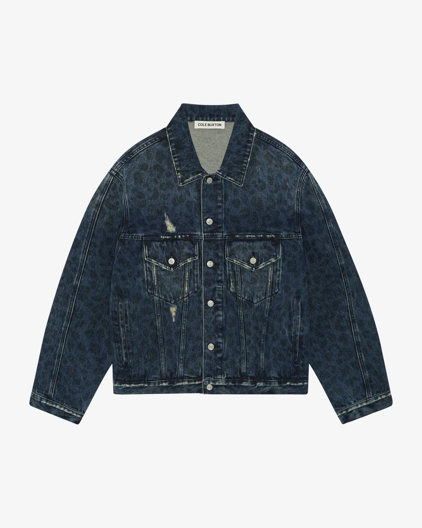 Cole Buxton LEOPARD PRINT DENIM JACKET| Outerwear|Denim