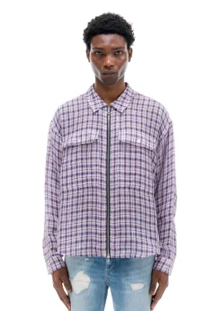 Cole Buxton LINEN FLANNEL ZIPPED SHIRT| Shirts