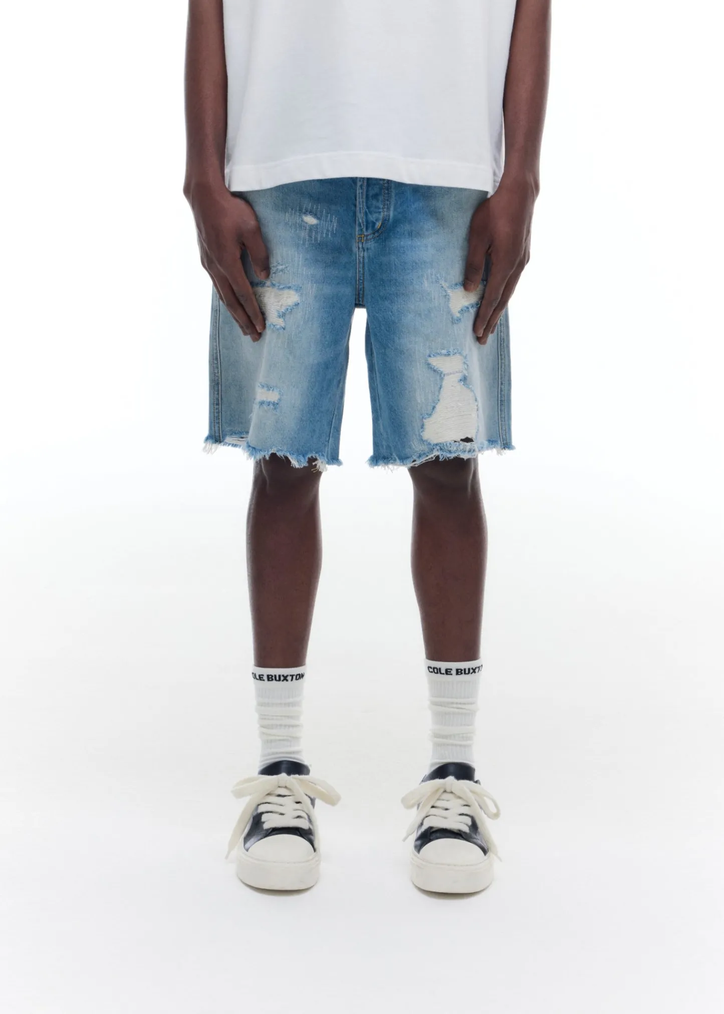 Cole Buxton REPAIRED DENIM SHORTS| Shorts|Denim