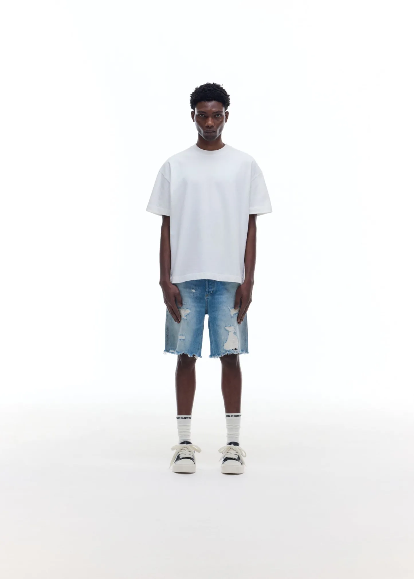 Cole Buxton REPAIRED DENIM SHORTS| Shorts|Denim